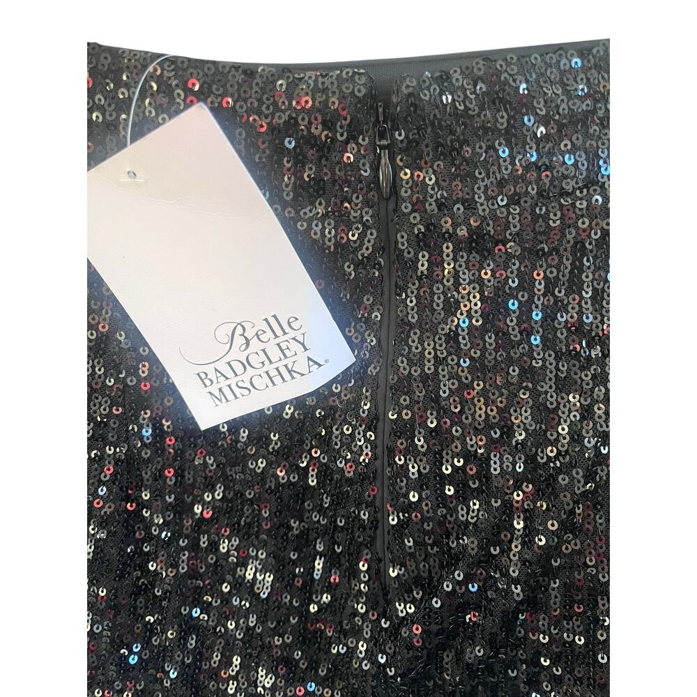 Badgley Mischka Belle Iris Sequin Straight leg Dress Pants | Sz 0, Black NEW$199 - Picture 9 of 14